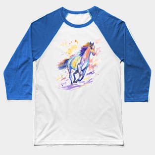 Rainbow Running Horse Baseball T-Shirt